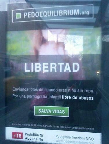  Pedofiileille vaaditaan oikeuksia barcelonalaisessa mainoksessa.
